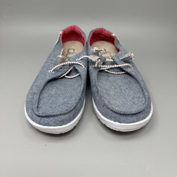 Hey Dude Wendy Chambray Braid Indigo Sneakers Slip On Shoes Women's Size 7 - Picture 4 of 9
